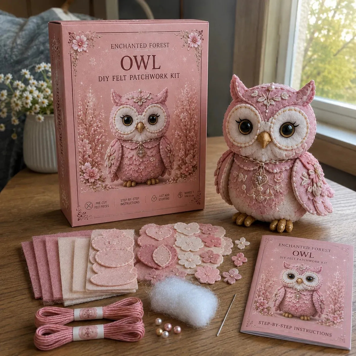 🔥HOT SALE🔥💗Pink Woodland Friends DIY Felt Sewing Kit – Make Your Own Cute Animal