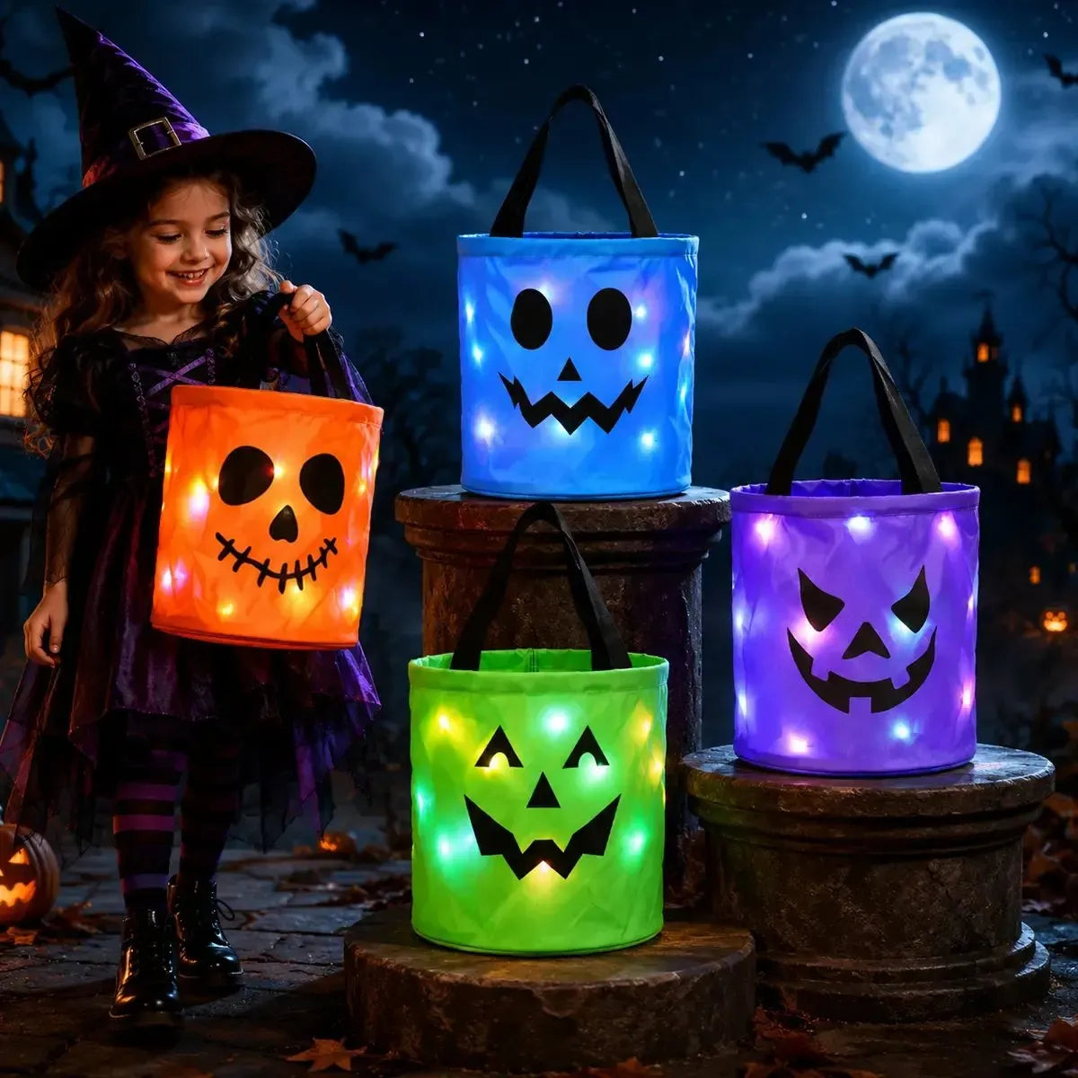 Halloween Early Sale🎃 Halloween LED Candy Bucket Bags