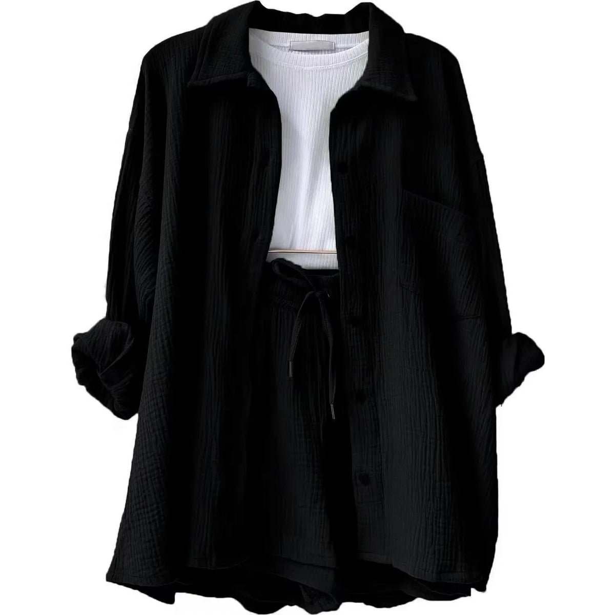 LONG SLEEVE SHIRT SHORT SET