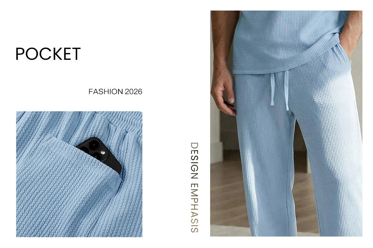🔥 49% OFF Father’s Day Special ⏰🎁 Men’s Rib Knit 2-Piece Set – Sleeveless Tank & Baggy Wide-Leg Pants