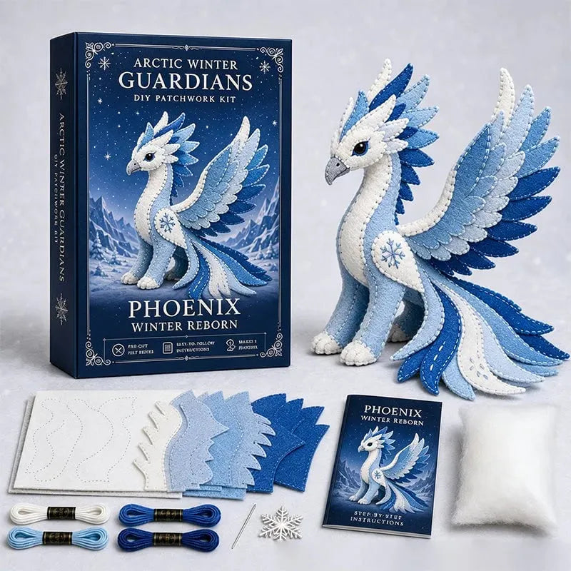 🔥HOT SALE🔥DIY Ice Dragon Felt Patchwork Kit Arctic Winter Guardian Sewing Set