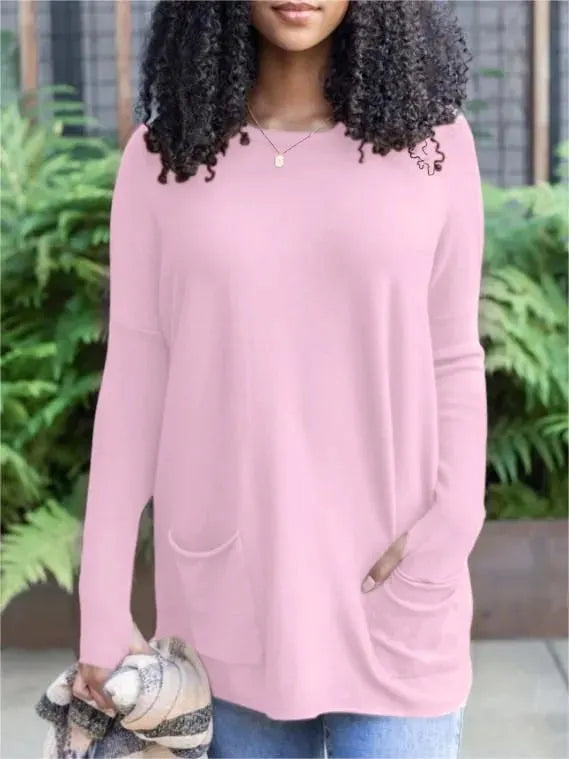 Long Sleeve Thumbhole Sweater Pocket Tunic (Buy 2 Free Shipping)