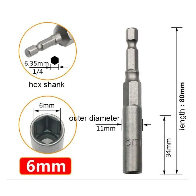Extra Deep Hex Bit Socket Bolt Nut Driver Bit Set