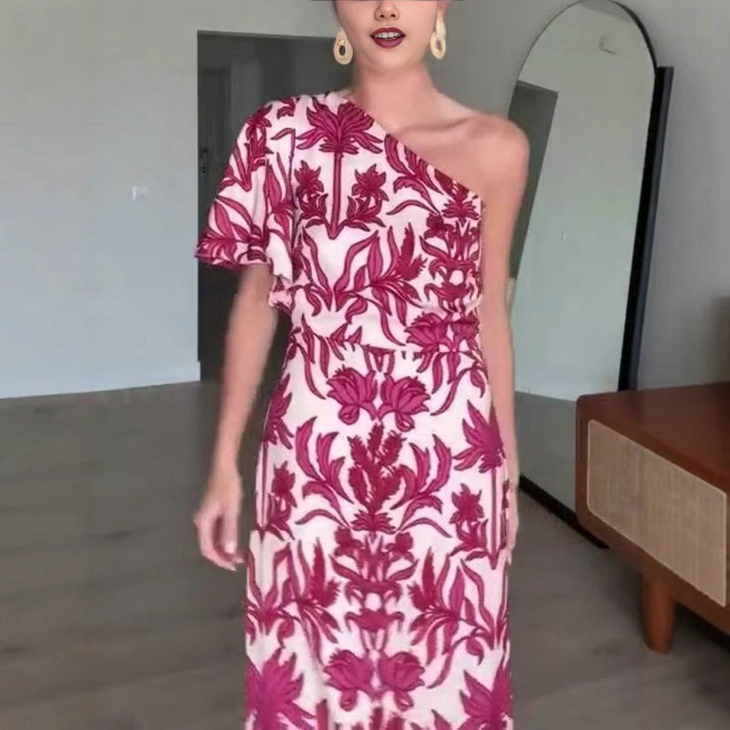 Two-Way Off-Shoulder Print Dress