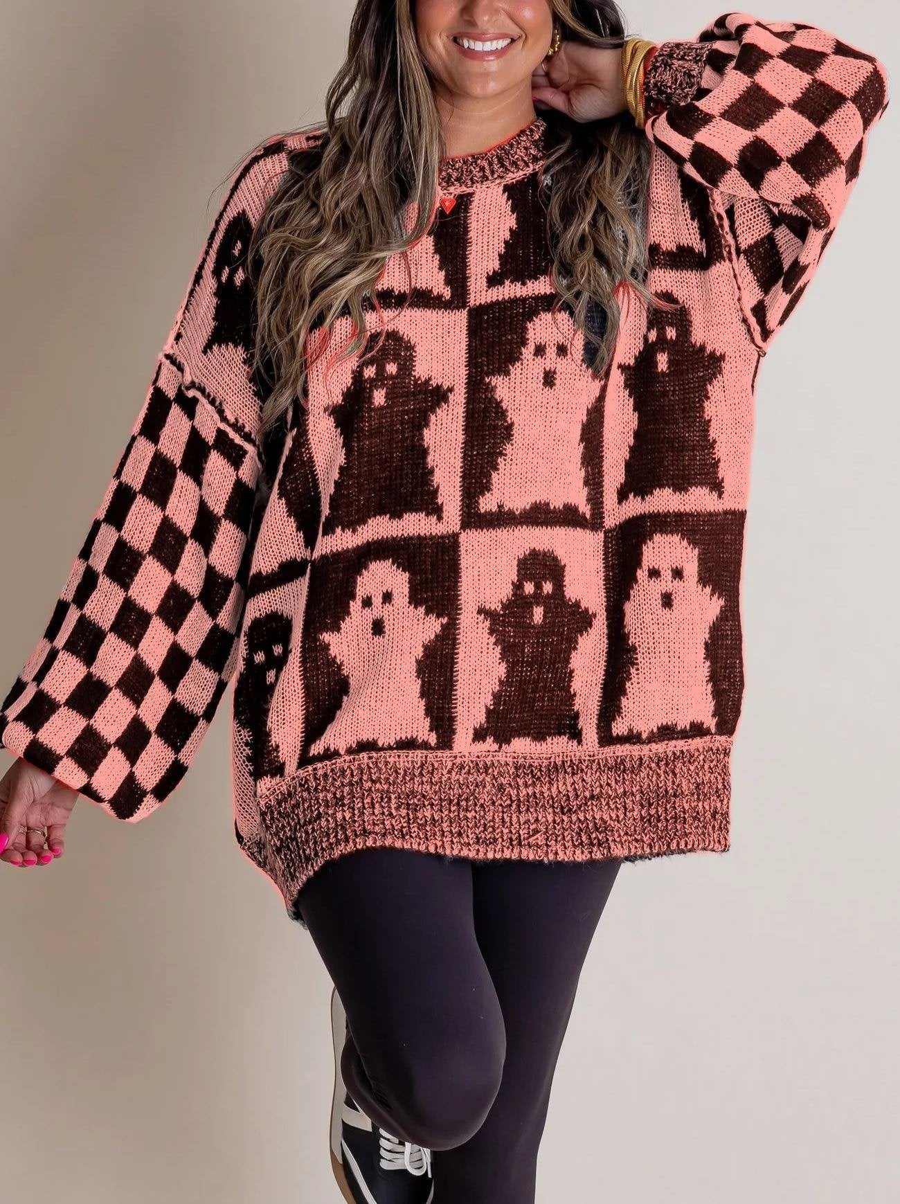 🎃SPOOKY SEASON -Halloween Checkered Sweater