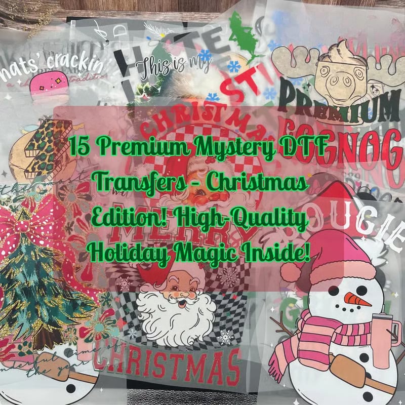 🔥Christmas Sale-49% OFF | 🎄 15PCS Christmas Mystery DTF Transfer Bundle 🎅🔥for T-Shirts, Totes & DIY Gifts