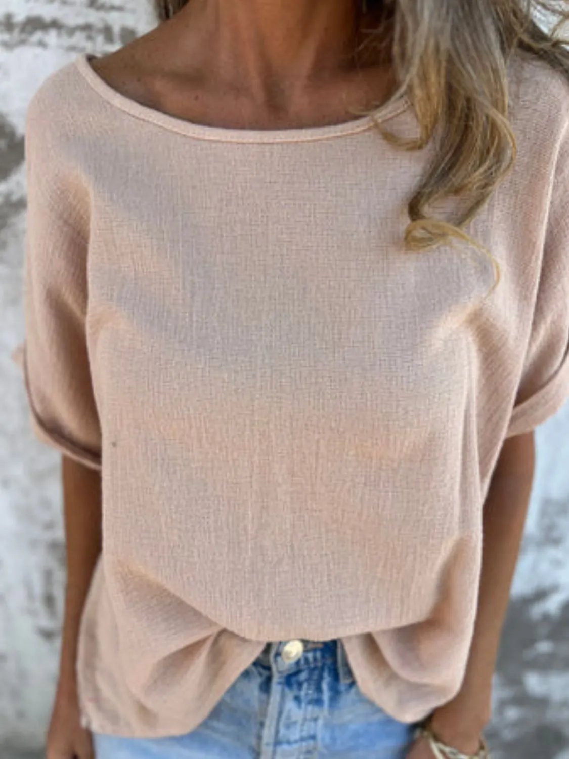 Full Size Round Neck Short Sleeve T-Shirt Plus Size(Buy 2 free shipping)