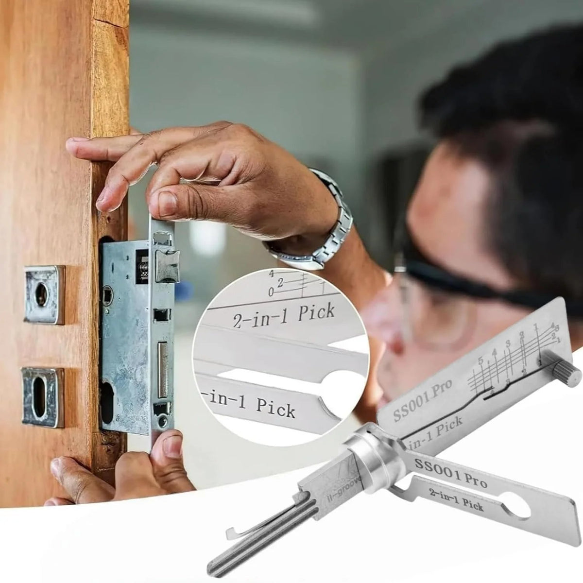 🎉⚒️Stainless Steel Master Key Decoder, SS001 Pro Lock Pick Tool for Beginners, Practical Locks for Lock Lock,Lock Pick Set(Only applicable to Flat Key Lock)