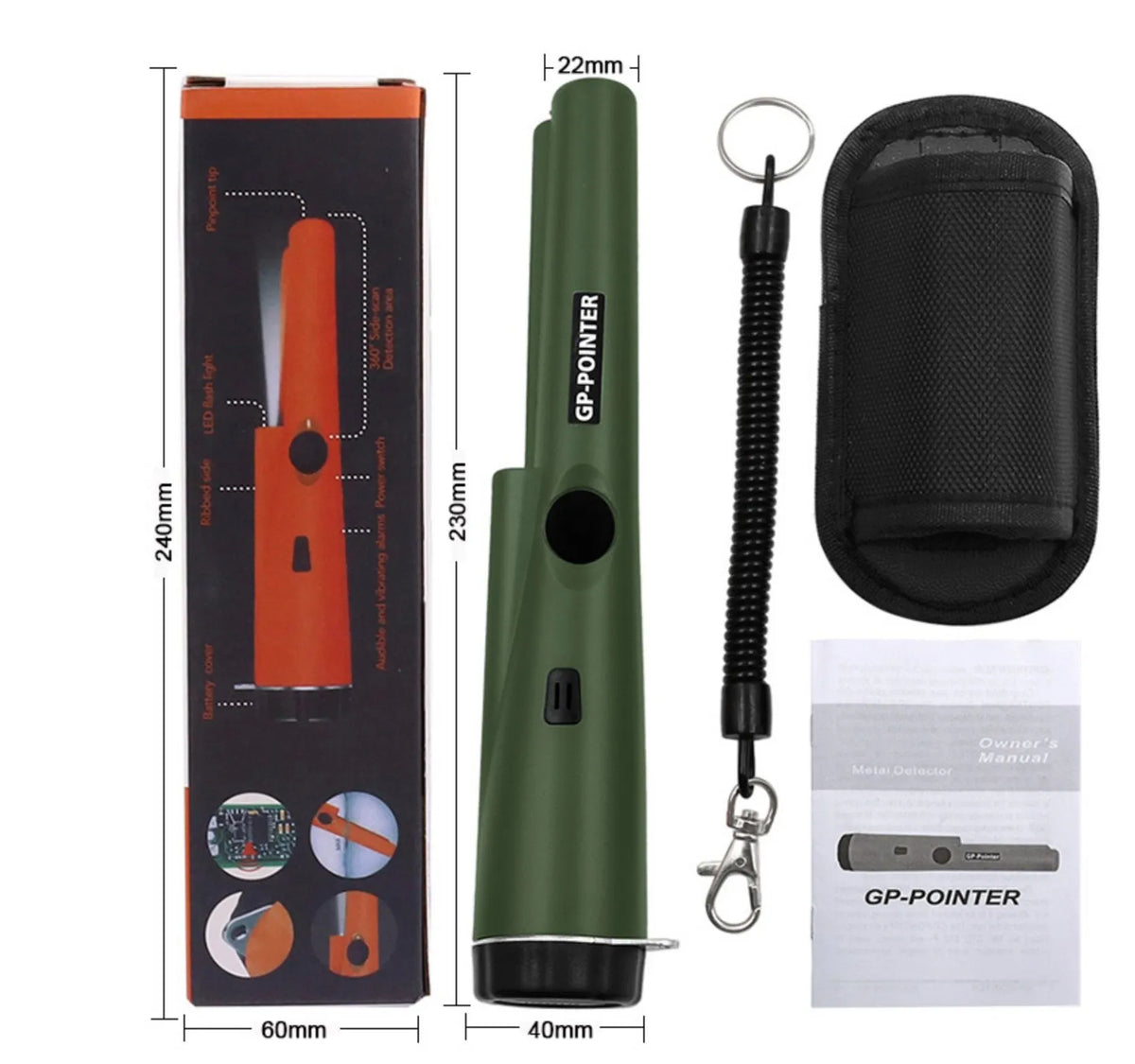 🎯 Handheld Metal Detector Pinpointer, 360° High Sensitivity Treasure Finder with Vibration & Buzzer Alarm