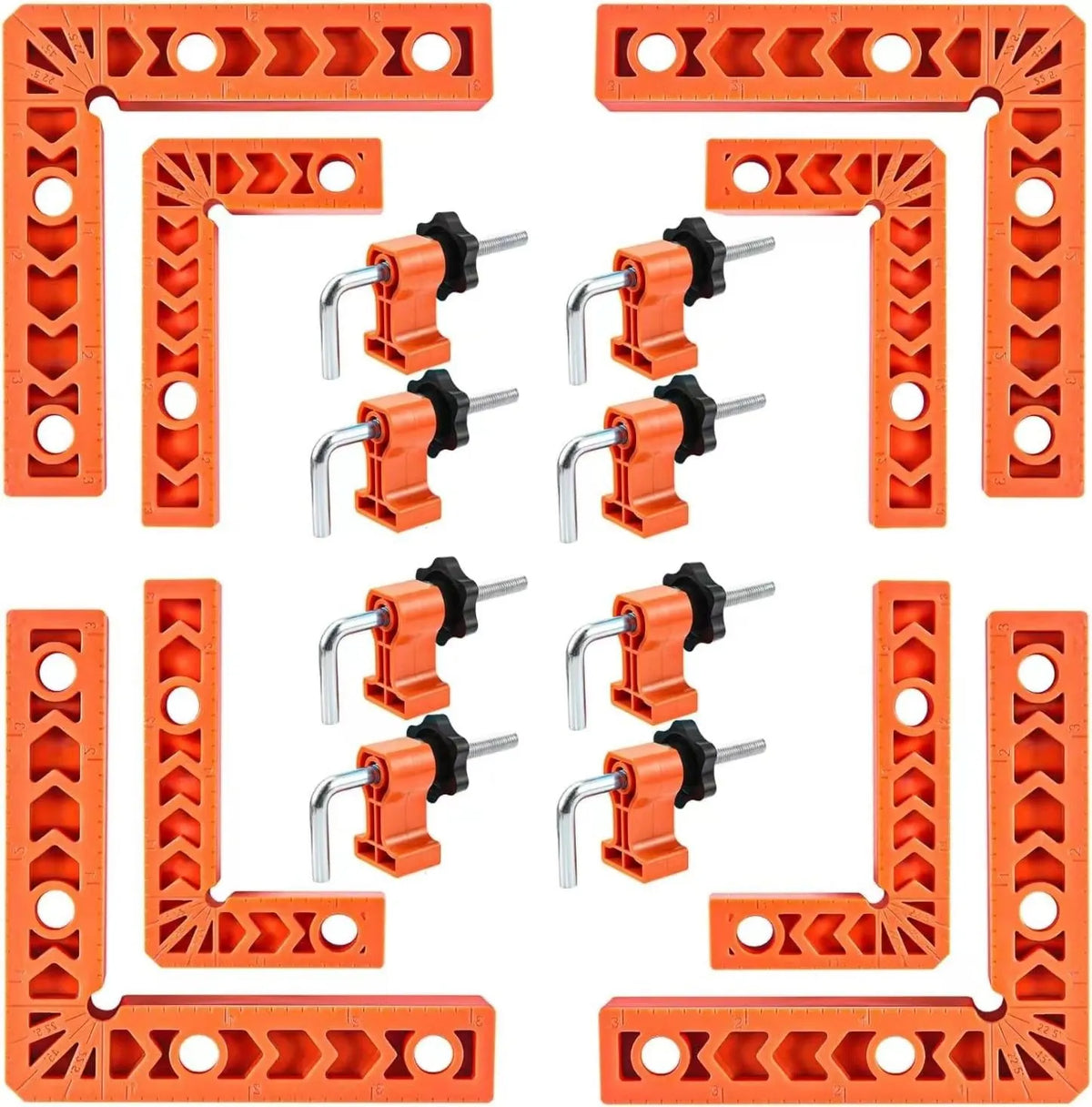 🎉 🔧90 Degree Corner Clamp & Positioning Square Set - (3" 4")inch x 8 Right Angle Clamp with 8 Clamp ABS Plastic L-Shaped Tool
