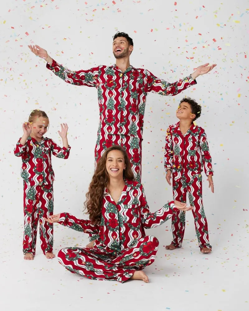 🎅Christmas Tree Wreath Stripe Print Long Pyjama Set