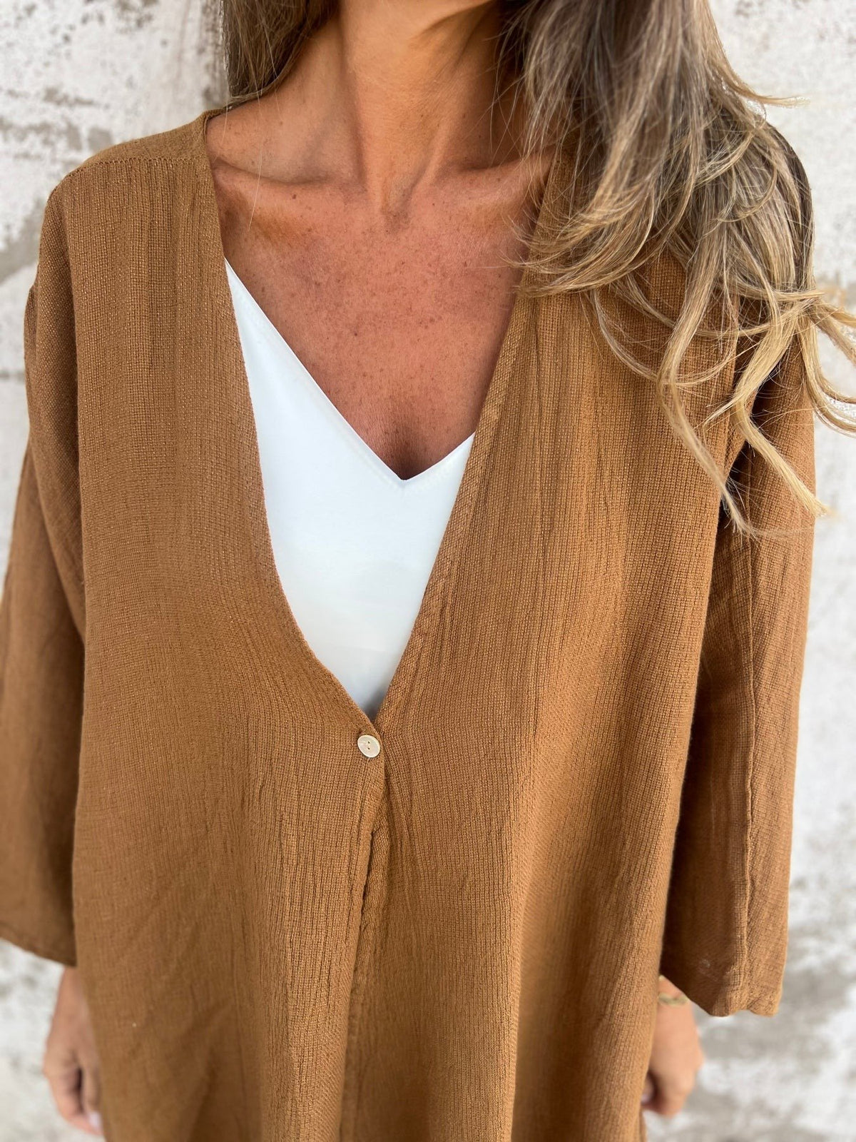 One Button V-neck Loose Cardigan