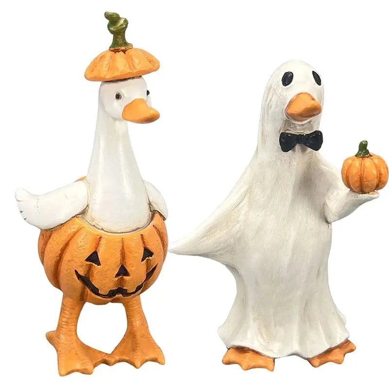 🔥 HOT SALE 🔥🎃BORING HALLOWEEN DECOR?🎃 Spooky Duck Set – Hand-Painted, 5 Characters, Weather-Resistant – For Shelves, Desks & Outdoors! 🦇