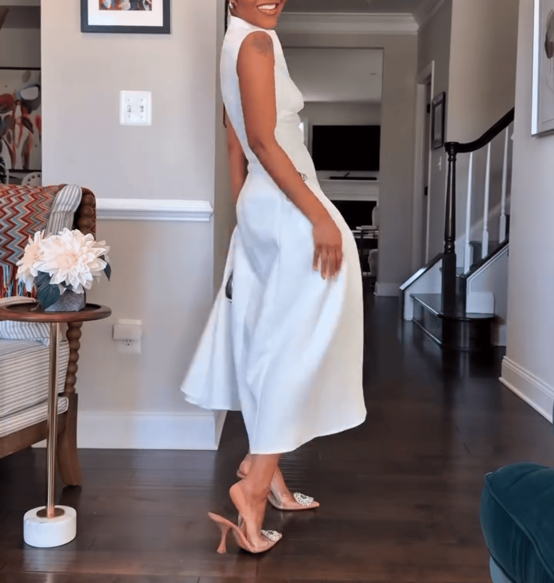 Sleeveless irregular neckline dress