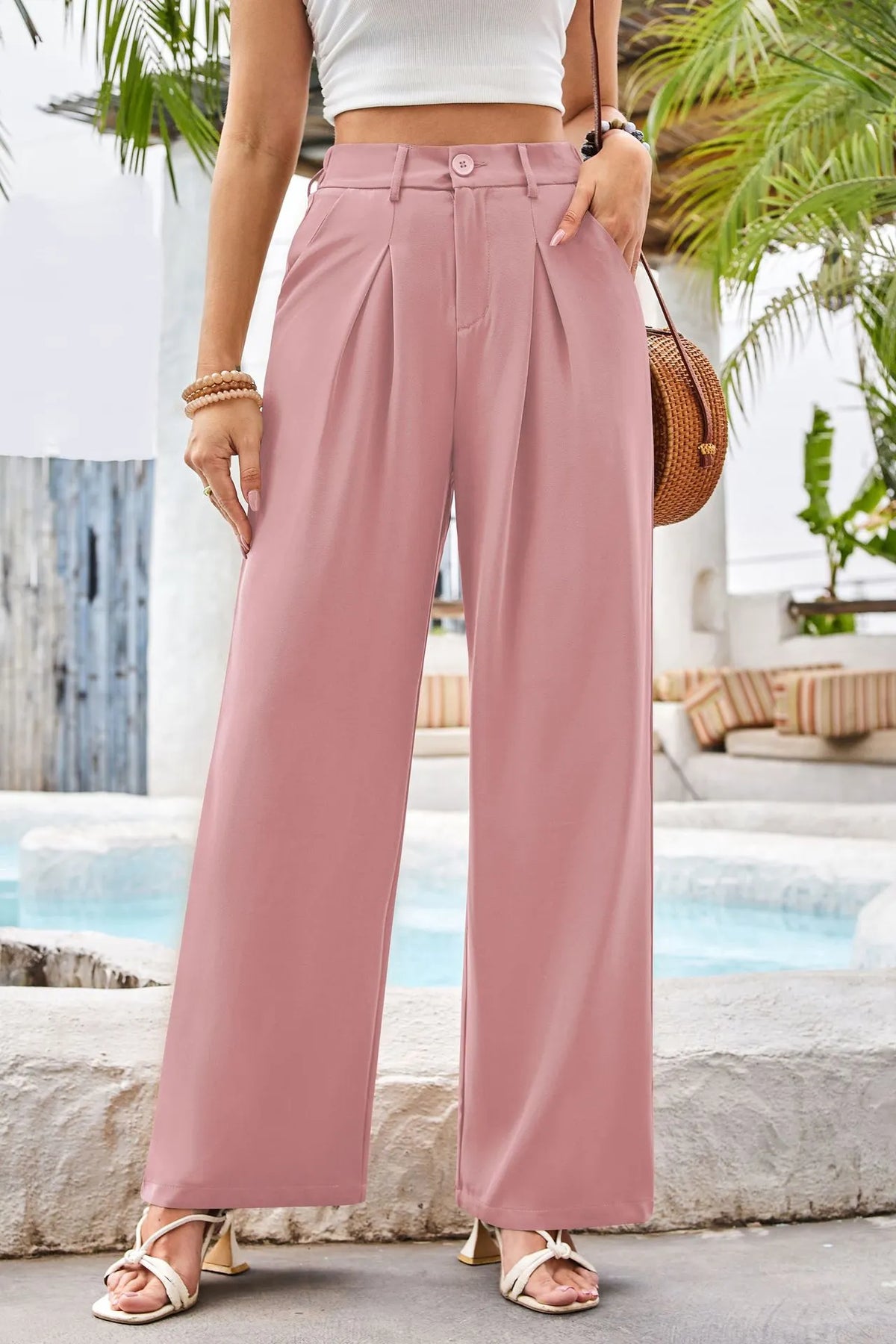 Women's High Waist Casual Wide Leg Loose Trousers Buy 2 Free Shipping
