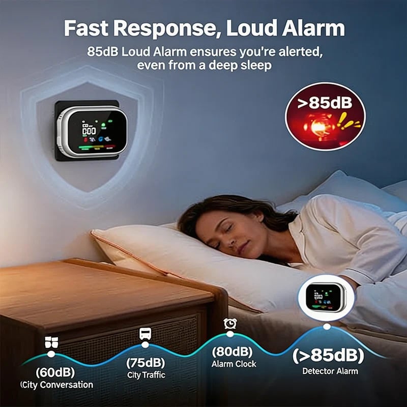 🎉🛡️ Multi-Function Home Safety Detector – CO, Gas, Smoke, Temperature & Humidity Monitor