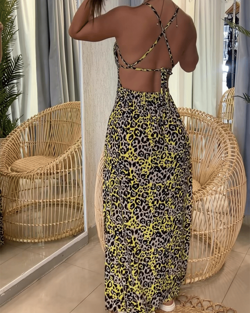 Printed Backless Dress (Hot-Sale)