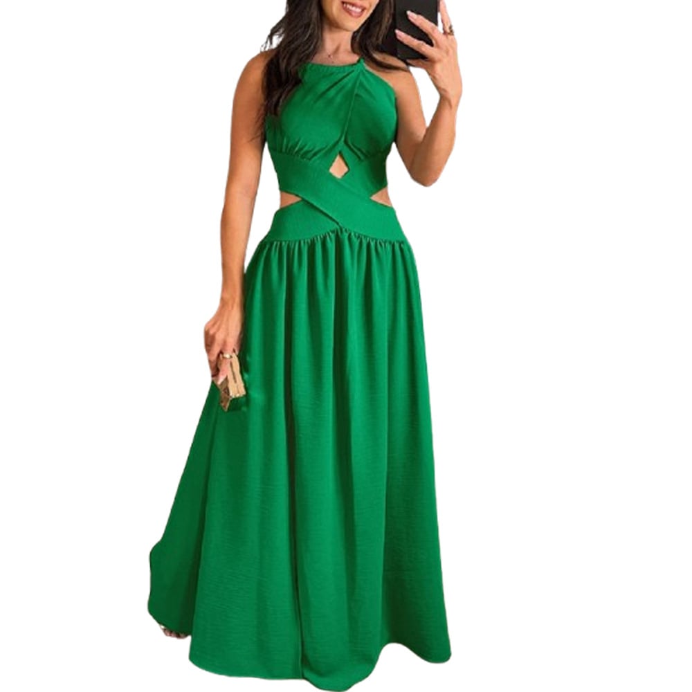 Chic Halter Criss-Cross Flared Dress for a Glamorous Night ✨