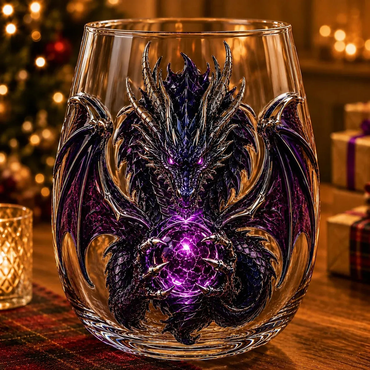 🐉✨ 3D Mythic Dragon Glass Art Cup | 12oz Premium Clear Glass with Raised Dragon Relief, Metallic-Style Details & Faceted Crystal-Style Orb 🎁
