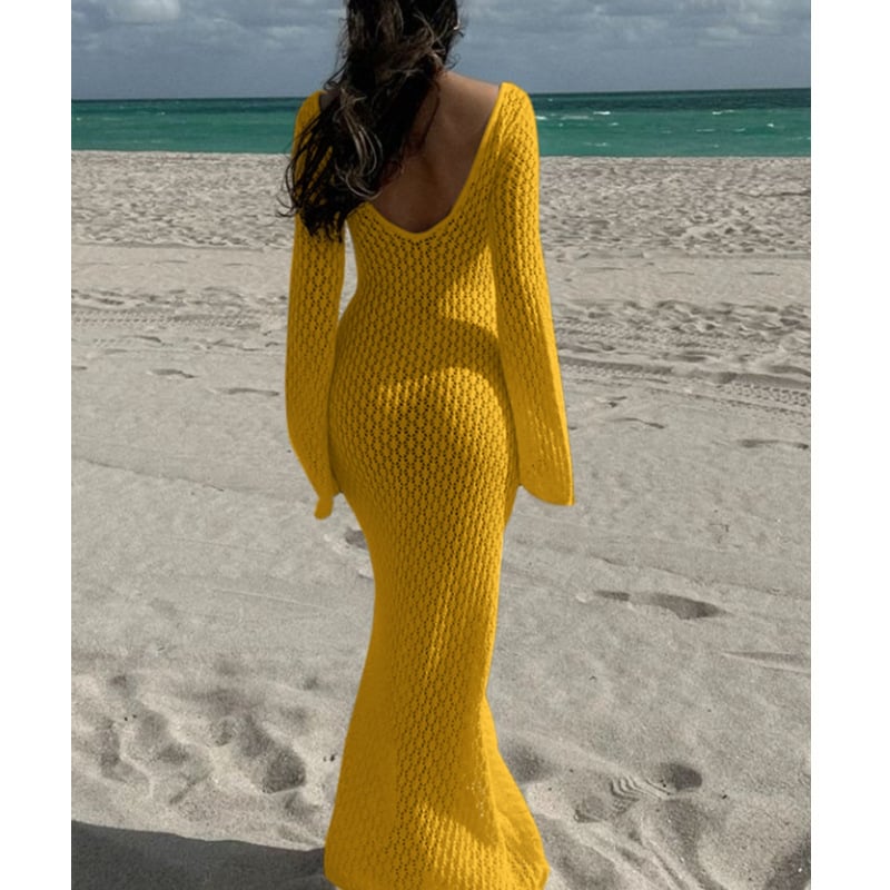 Hollowed-out Textured Dress