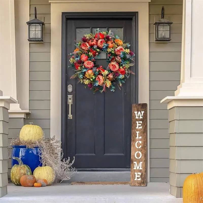 🔥Fall Peony And Pumpkin Wreath - Year Round Wreath -💖