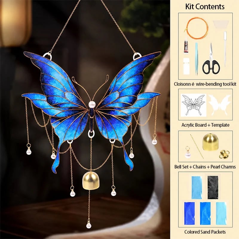 🎉49% OFF - 🦋DIY Filigree Cloisonne Enamel Butterfly Wind Chime Craft Kit