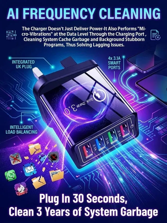 🎉Four-Port Travel Charger for Extended Phone Battery Life