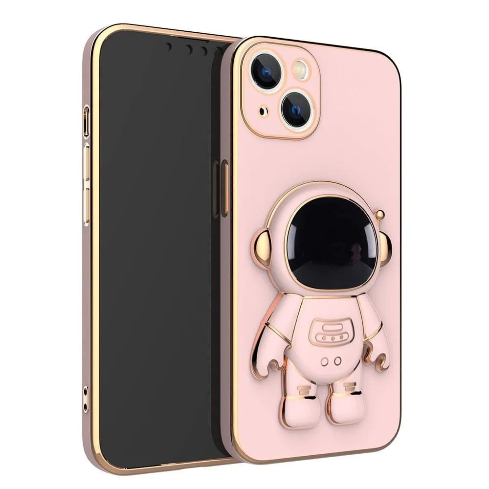 6D Plating Astronaut Hidden Stand Case Cover for iPhone
