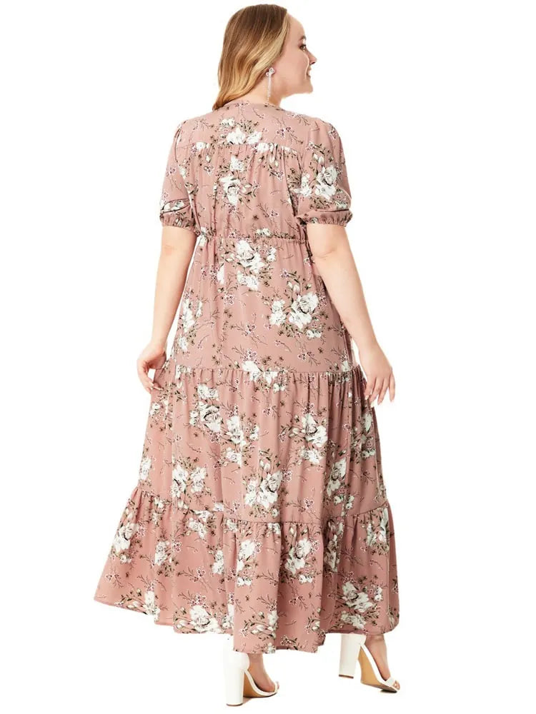 Boho V-neck print loose dress
