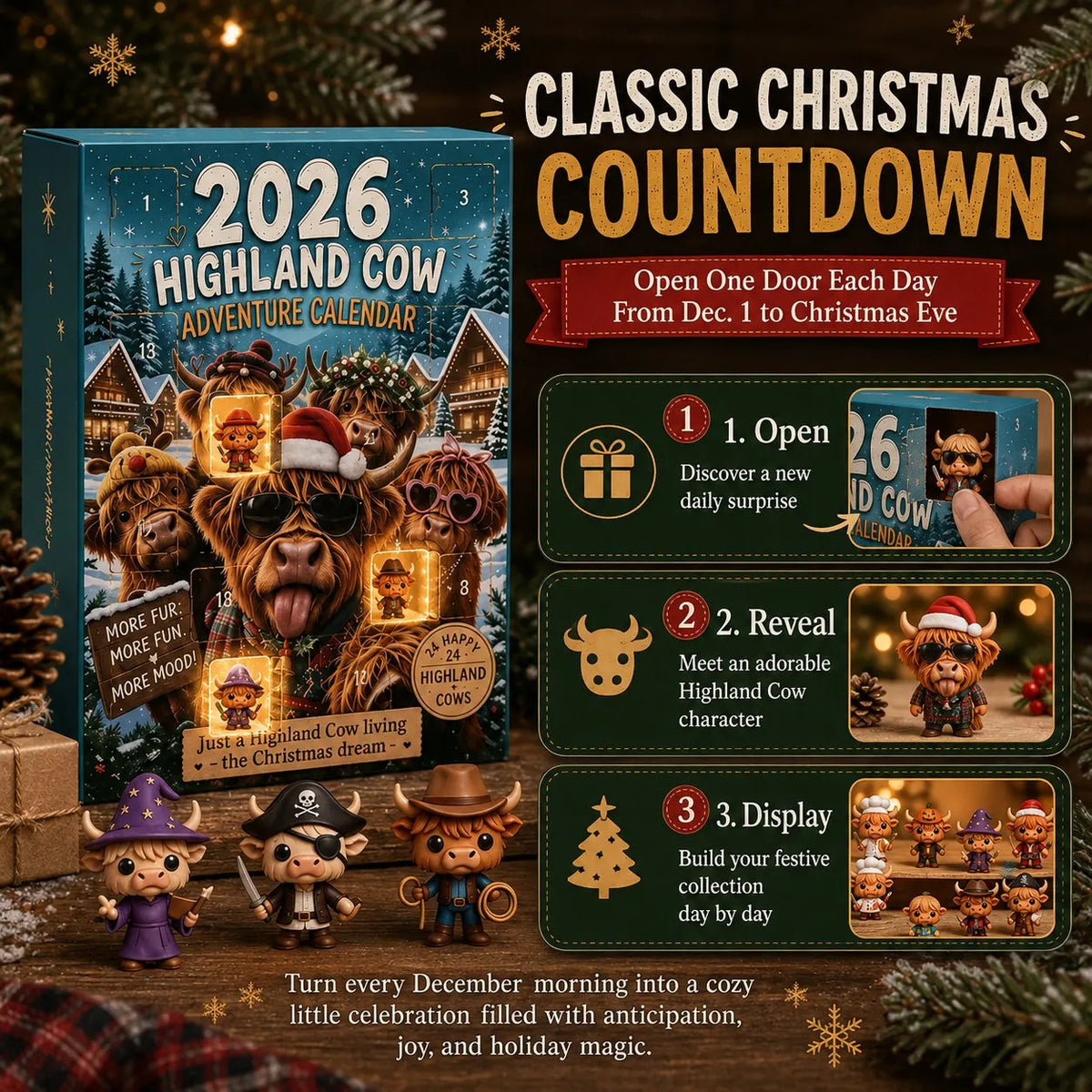 🎉49% OFF - 🐂🎁2026 Highland Cow Advent Calendar | Every Day Brings New Surprises(📦Buy 2 Free Shipping)