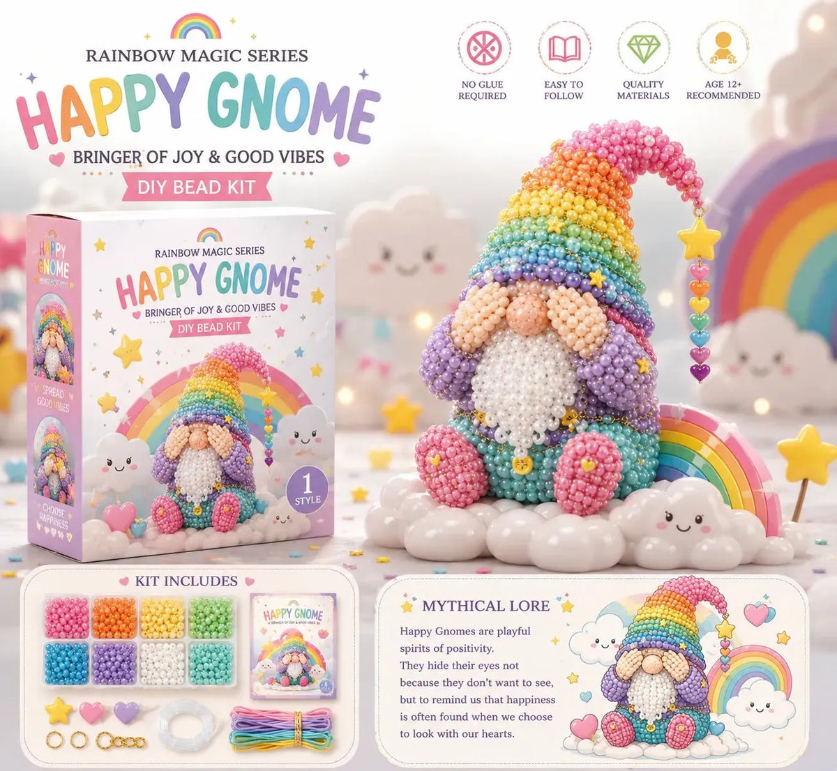 🔥Last Day BUY 3 GET 1 FREE💕Cozy Gnome DIY Bead Kit Collection– Collect All 12 Gnome