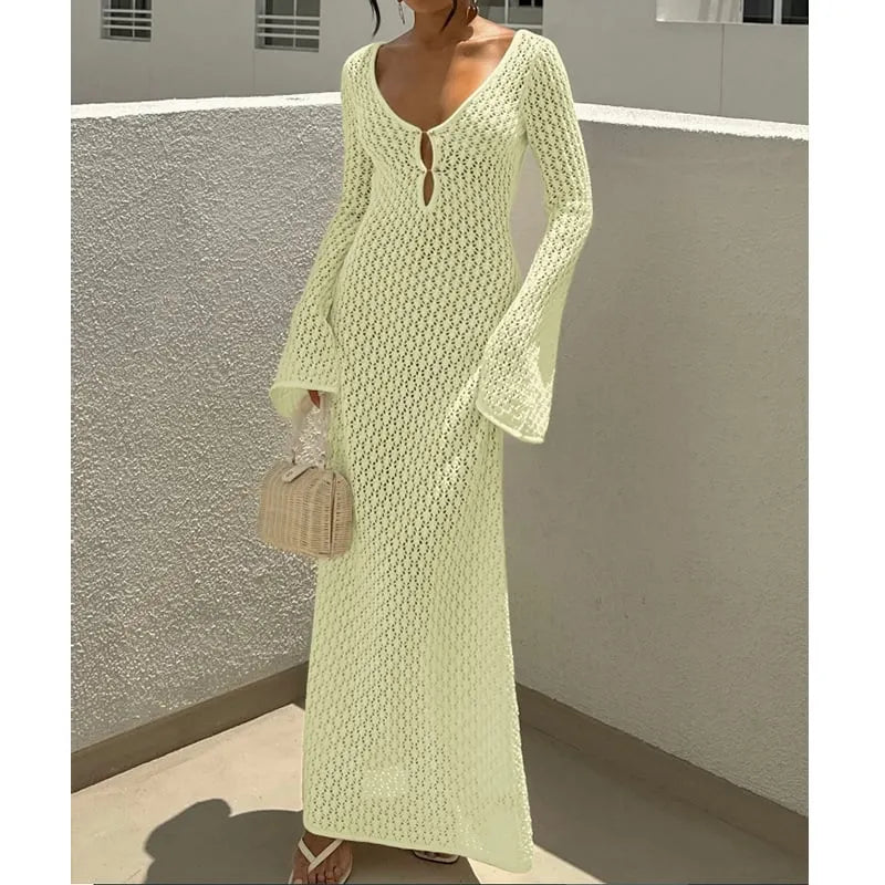 Hollowed-out Textured Dress