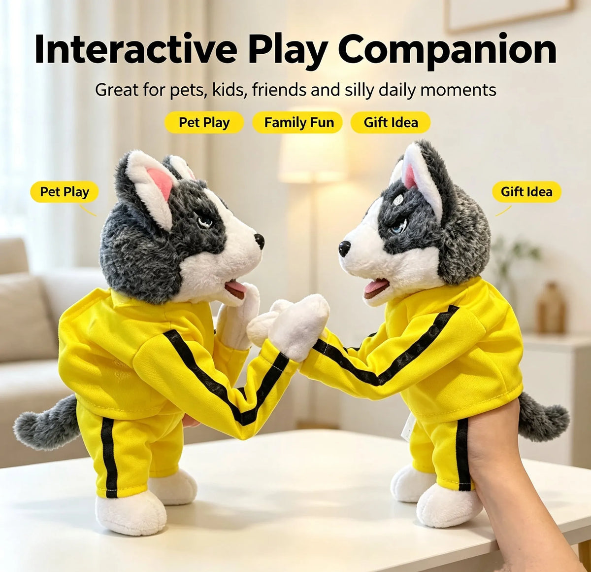🎉Interactive Boxing Husky Hand Puppet Toy with Sound Effects