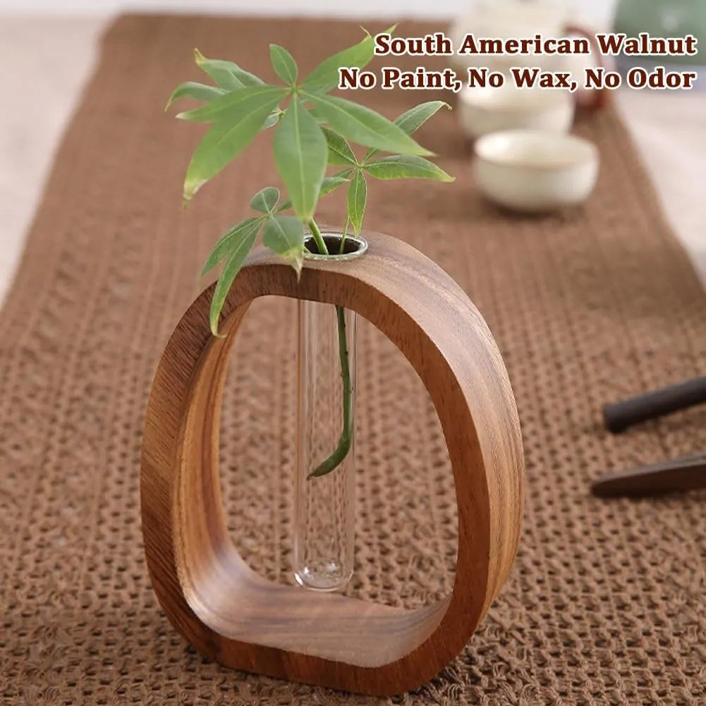 Solid Wood Glass Vase