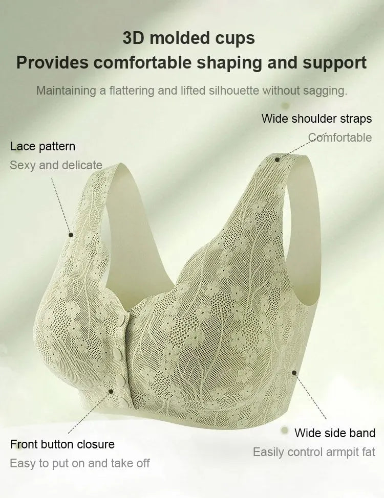 ✨SALE 49% 🔥🔥🔥– Plus Size Zero Feel Lace Full Coverage Front Closure Bra