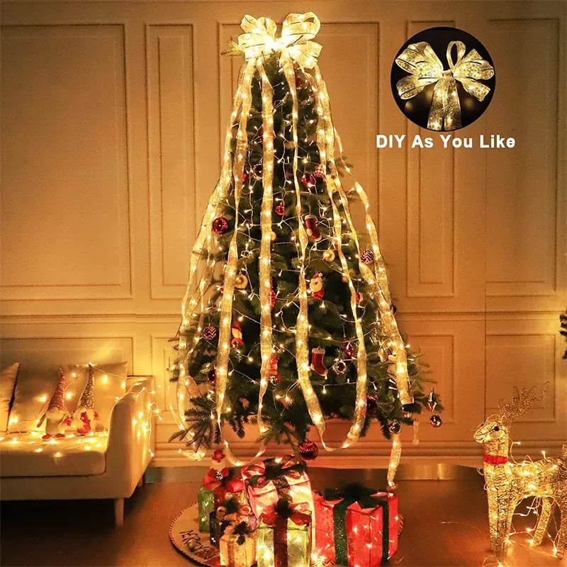 🖤Black Friday Deal 49% OFF🎊 - Christmas Double Sided Hot Stamping Glowing Ribbon Lights