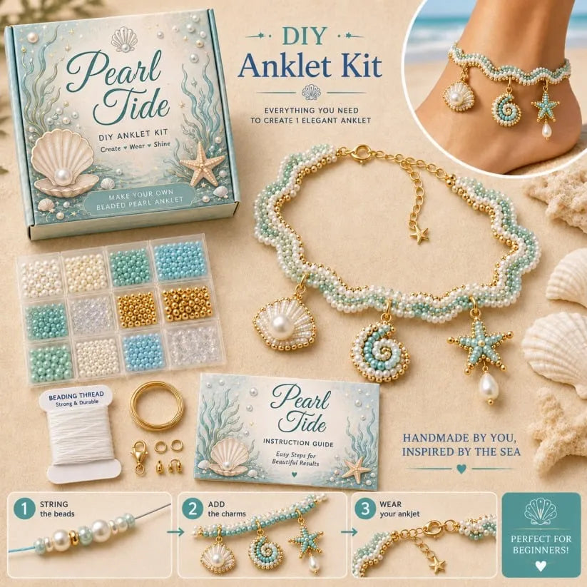 🔥 LAST DAY 49% OFF – 🌊✨ Ocean Guardian DIY Beaded Anklet Kit | Luxury Ocean Theme Anklet with Color-Matched Beads & Sea Charms DIY Coastal Jewelry 🐚✨