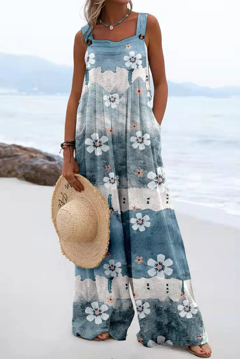 Women’s Boho Floral Print Jumpsuit