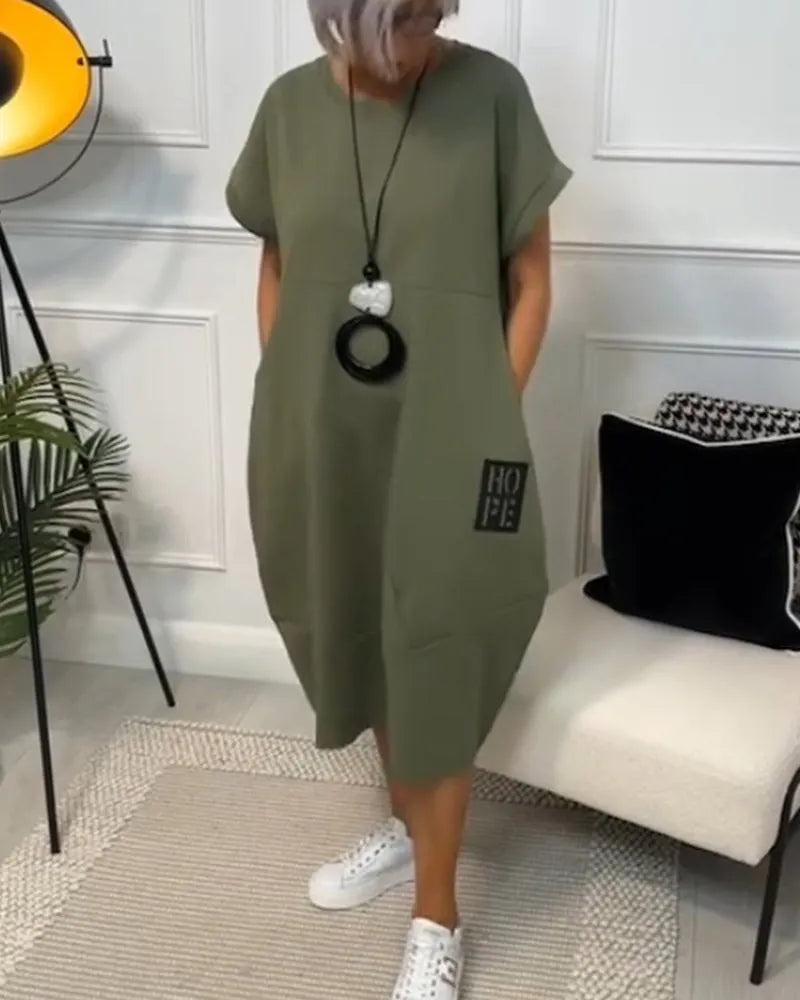 Yvenna - Simple Short-Sleeved Casual Dress