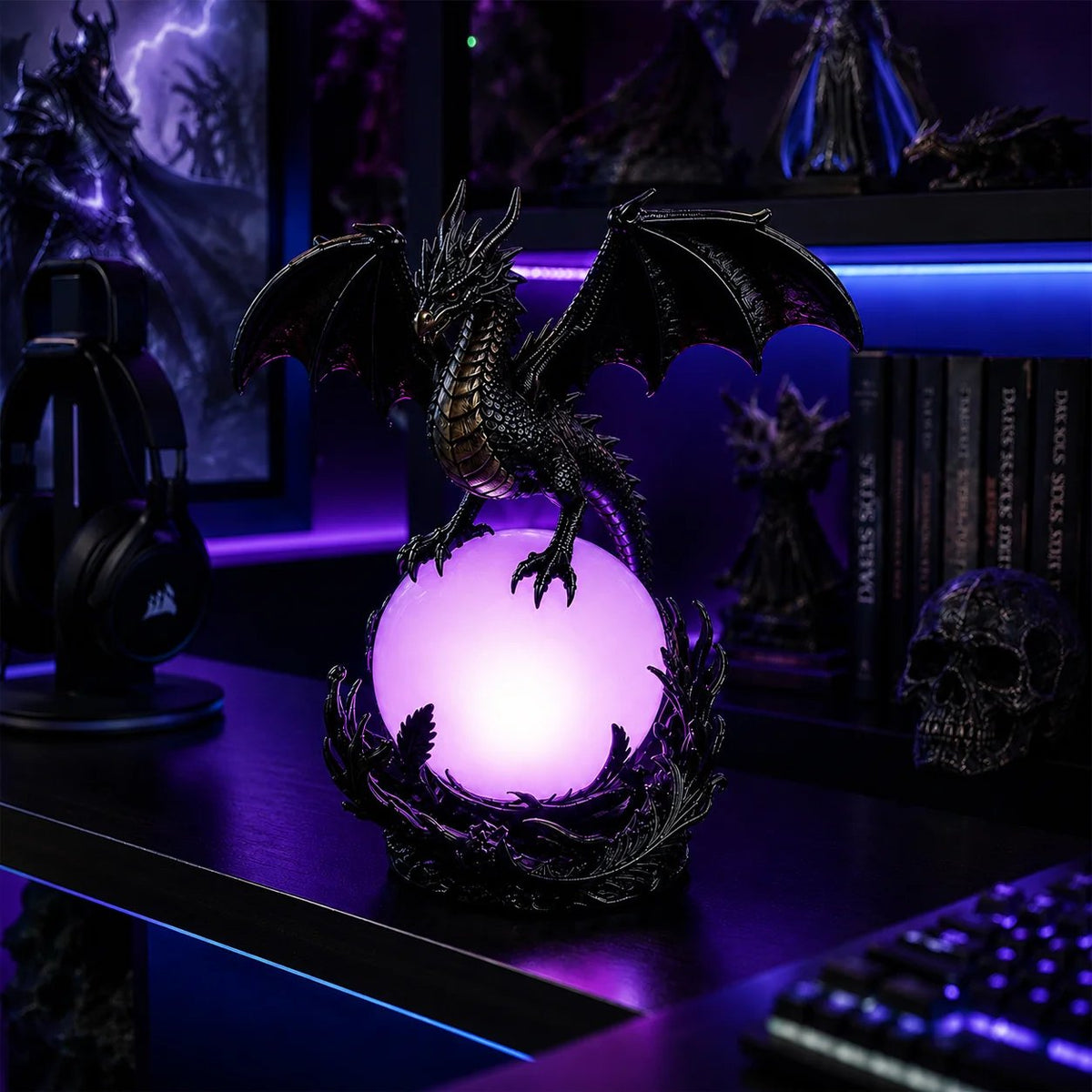 🎉🔮Gothic Dragon LED Crystal Ball Lamp for Dark Aesthetic Decor