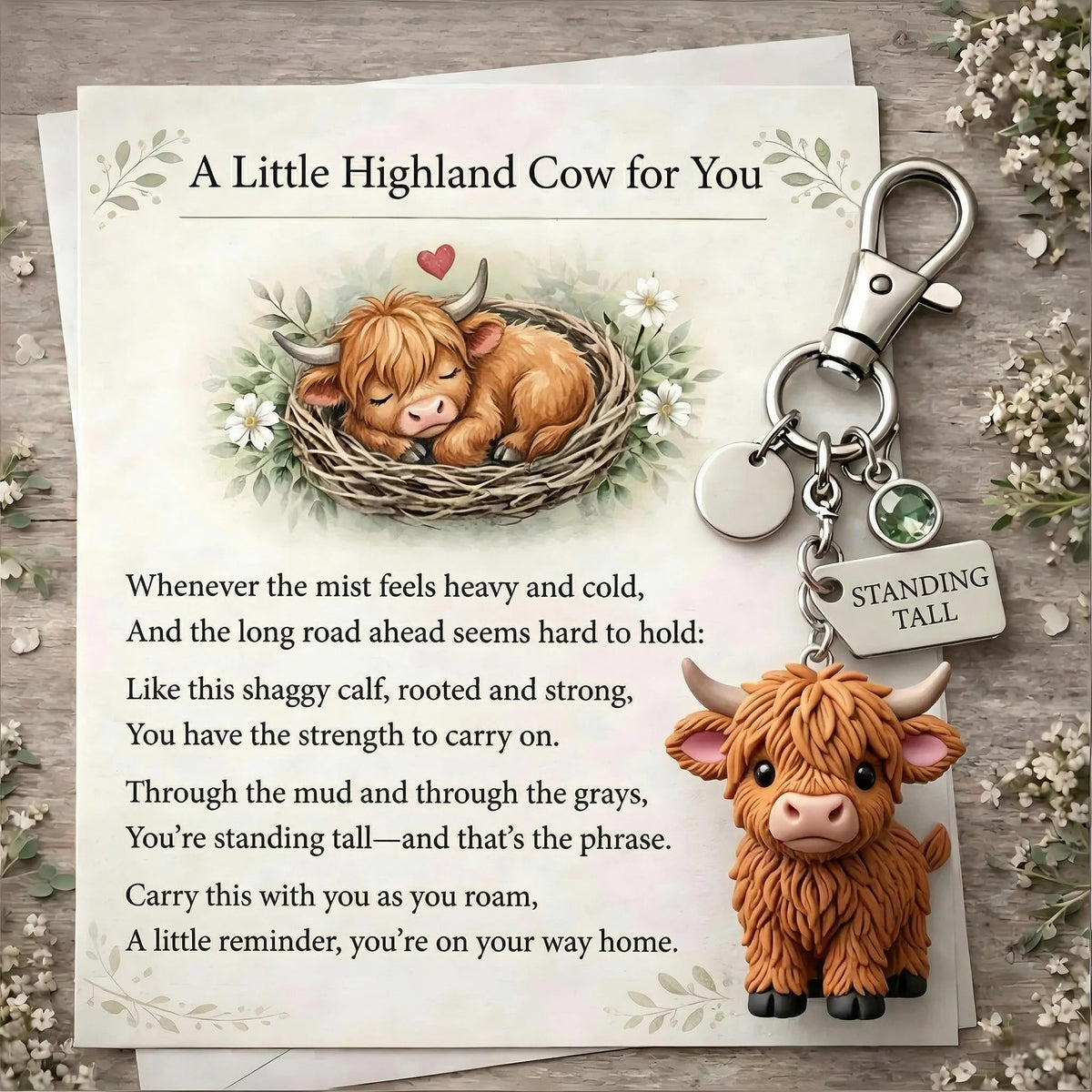 🔥 HOT SALE 🔥🐮A Little Highland Cow For You Keychain: Your Daily Reminder of Quiet Strength