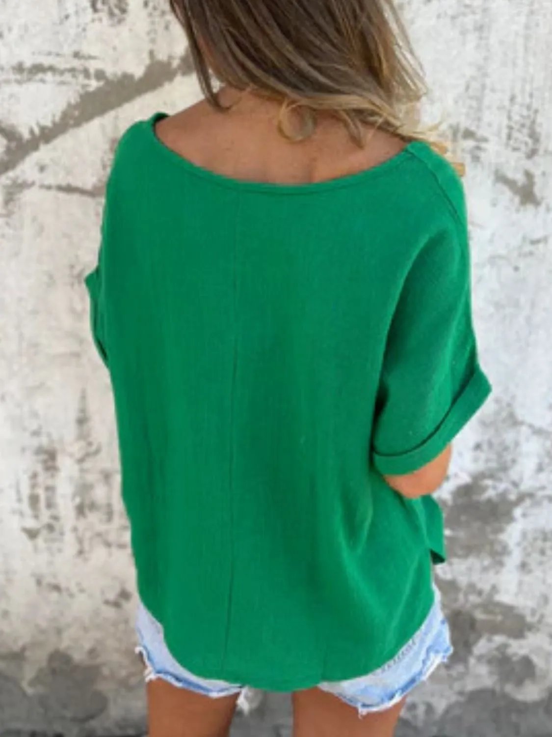 Full Size Round Neck Short Sleeve T-Shirt Plus Size(Buy 2 free shipping)