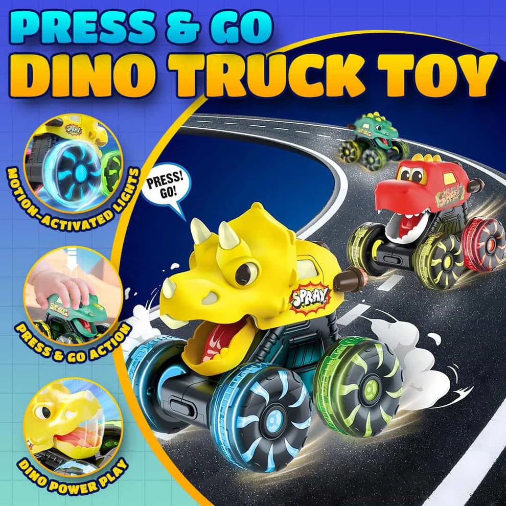 🎉🎁Dino Truck Toy with Motion Activated Light