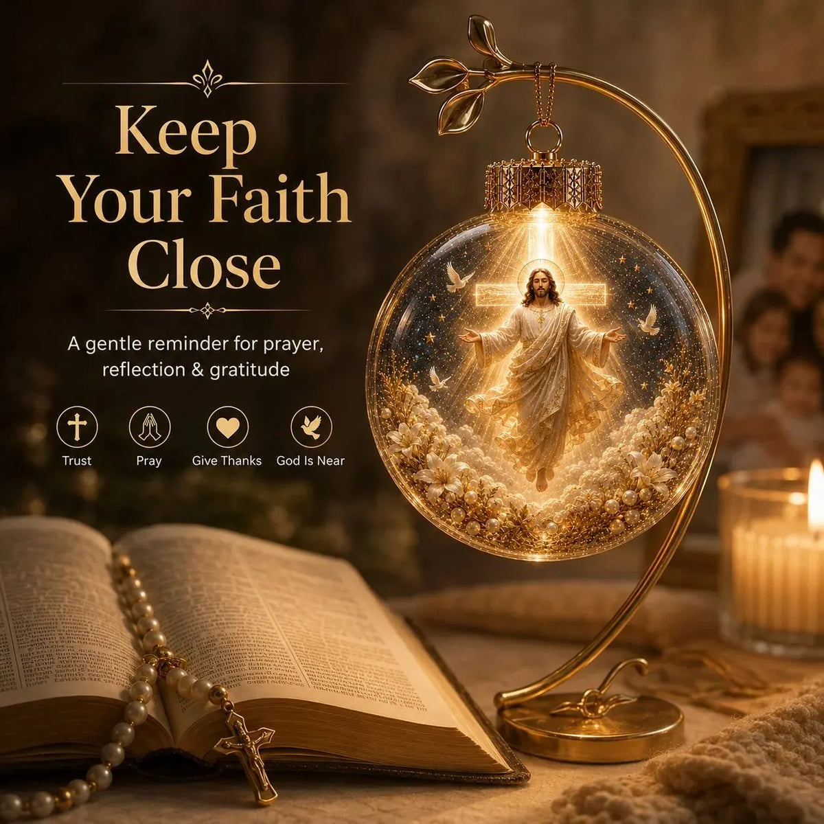 🔥 HOT SALE 🔥⏳ Last Day 49% OFF – ✝️ Illuminated 3D Christian Faith Ornament Collection | Clear Globe with Sacred Figures, Warm Golden Glow & 8 Meaningful Designs ✨