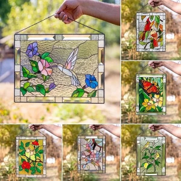 ⏰New Years Sale - 49% Off 🎉Cardinal Stained Glass Window Panel🦜🦜