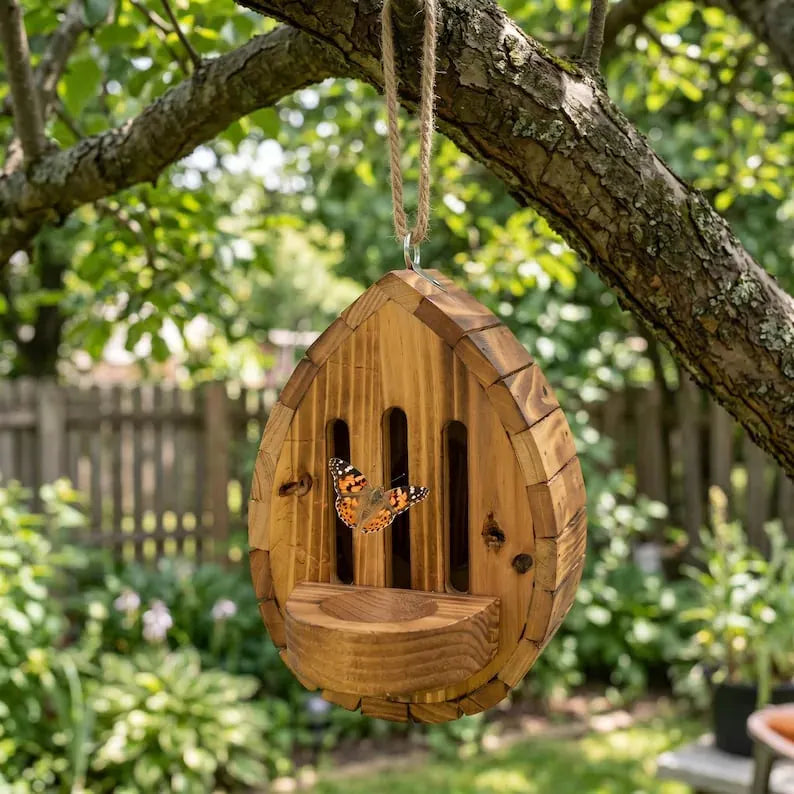 🔥HOT SALE🔥🎉Handmade Garden Butterfly House with Feeder Station🦋
