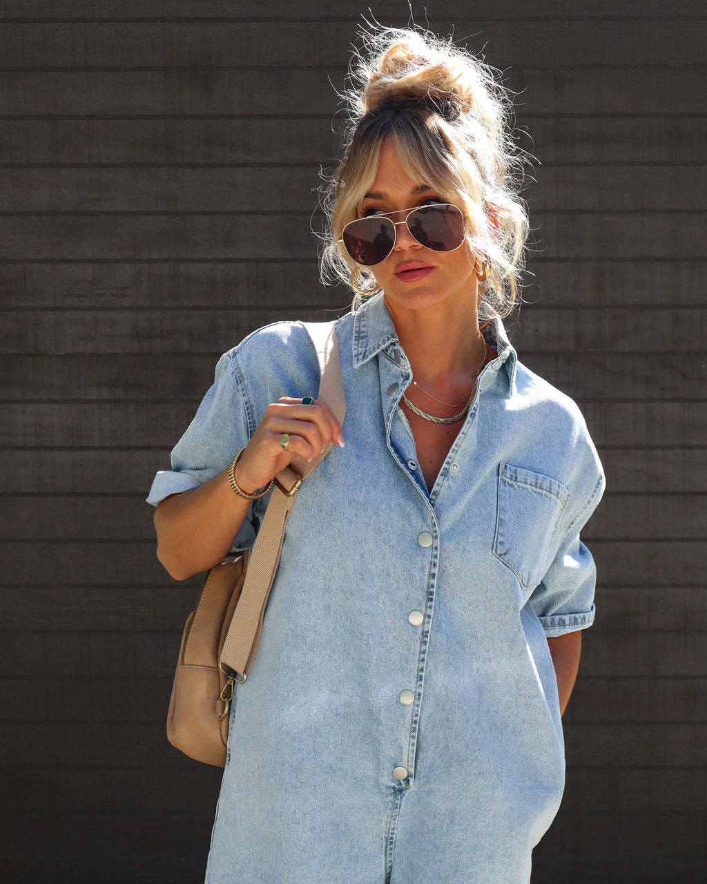 Short Sleeve Denim Romper