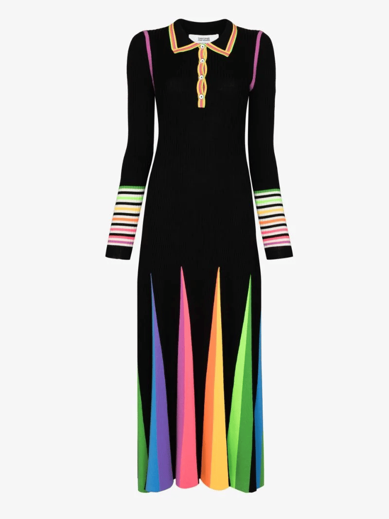 Rainbow Skirt Polo Midi Dress