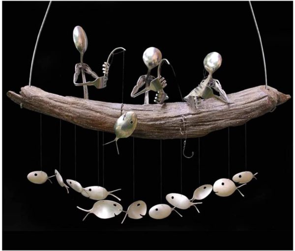Fishing Man Spoon Fish Sculpture Wind Chime(Buy 2 Get Free Shippin!)