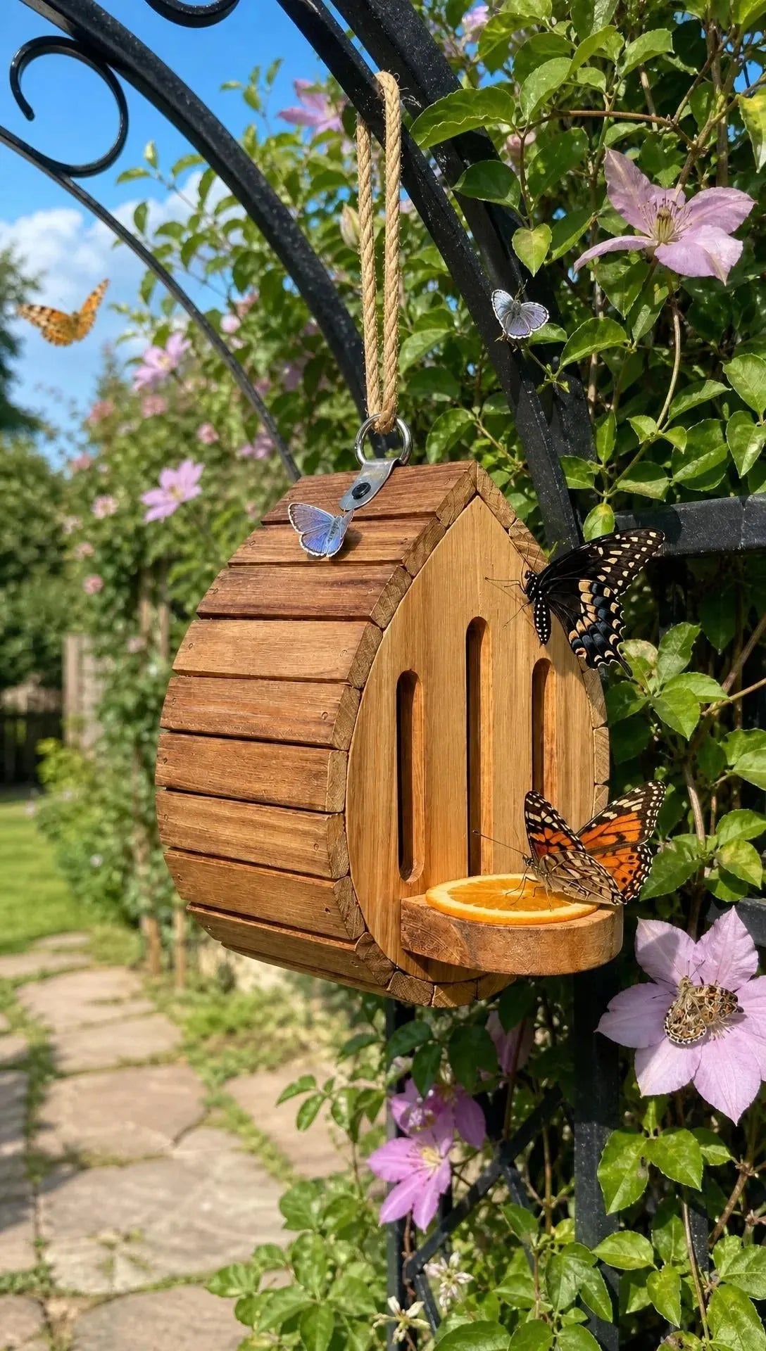 🔥HOT SALE🔥🎉Handmade Garden Butterfly House with Feeder Station🦋